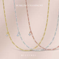 Mizuchol สร้อย Bubbling Champagne Necklace (Stackable) ประดับพลอย White Topaz (เฉพาะสร้อยและจี้ White Topaz)