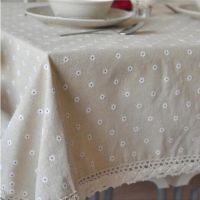 High quality lace edge tablecloth decorative cotton table cloths linen table cover home decor floral tablecloths