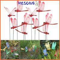 HESONG 5/10PCS 3D เครื่องประดับสนามหญ้า ลาน หัตถกรรม ผีเสื้อจำลอง แท่งบาง ด้วย Stem แมลงปอประดิษฐ์