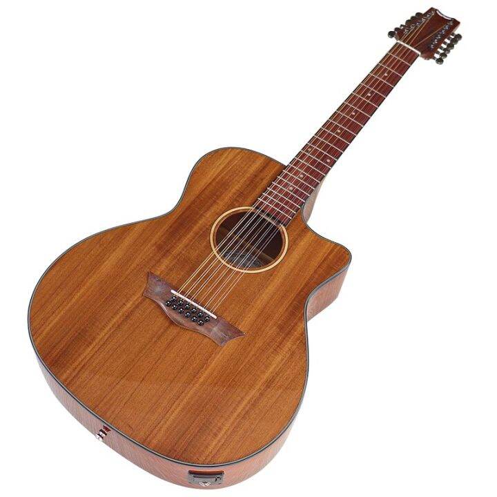 41 Inch Acacia Koa Wood Acoustic Guitar 12 Strings Cutaway Design High