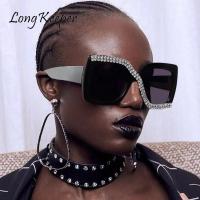 Longkeeper Oversized Square Sunglasses Women Diamond Sunglasses Luxury Rhinestone Glasses Brand Design Vintage Eyeglasses Oculos