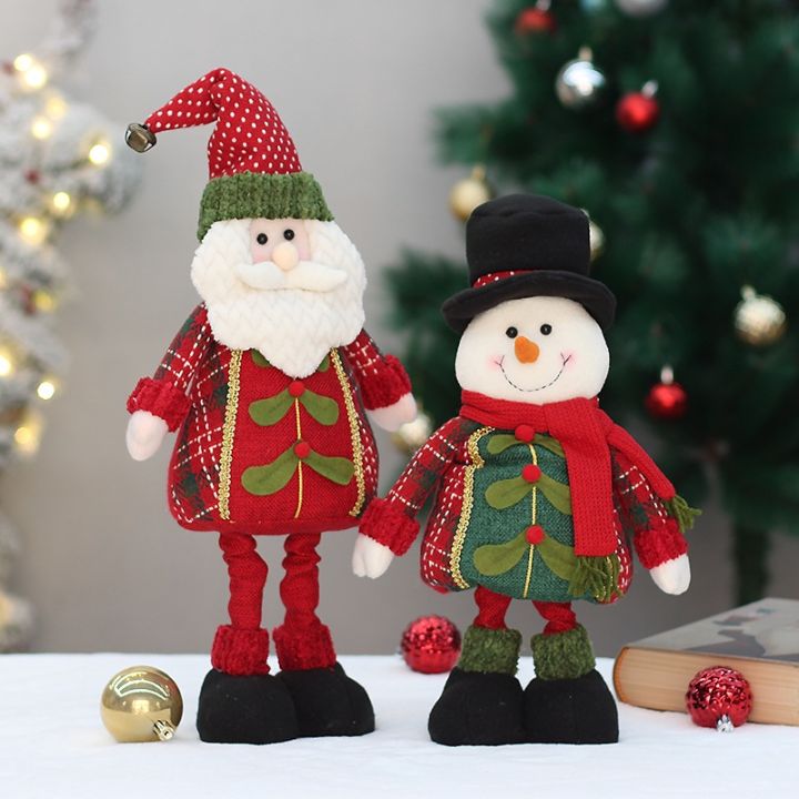 ผ้าคริสต์มาสยืดไสลด์ตุ๊กตาหิมะเอลค์ผู้สูงอายุเครื่องประดับตกแต่งคริสต์มาส