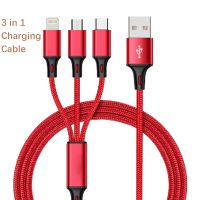 3 IN 1 1.2MType C Micro USB สายเคเบิลไนลอน,3 IN 1สายชาร์จ USB สำหรับ Samsung Nokia สายชาร์จเร็วสำหรับโทรศัพท์ Android