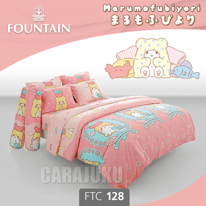 fountain-ชุดผ้าปูที่นอน-ม็อปปุ-marumofubiyori-moppu-ftc128-สีชมพู-ฟาวเท่น-ชุดเครื่องนอน-3-5ฟุต-5ฟุต-6ฟุต-ผ้าปู-ผ้าปูที่นอน-ผ้าปูเตียง-ผ้านวม