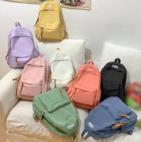 Candy Color Student Backpack Fashion Letter Printed Korean Schoolbag Nylon Waterproof Handbags Large Capacity Travel Knapsack 【AUG】