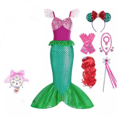 Dress For Girls Cosplay Little Mermaid Ariel Princess Costume Children Carnival Birthday Party Clothes Mermaid Dress Cosplay