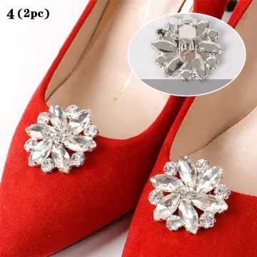 2Pc Rhinestone Shoe Clips Jewelry Crystal Shoe Buckle Wedding Dress Brown 