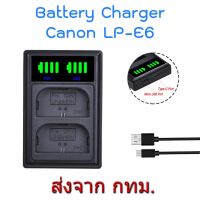 BEST SELLER!!! Canon LP-E6 LP-E6N USB LED Dual Battery Charger แท่นชาร์จ แบตเตอรี่ for Canon EOS 90D 80D 7DMKII 7D R R5 R6 ##Camera Action Cam Accessories