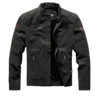 Mens Winter Casual Fleece Leather Jackets Male Stand Collar Motorcycle Faux PU Leather Jackets Man Windbreaker Jacket Streetwear