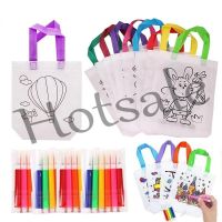 【hot sale】 ♦┅ B02 6Pcs Coloring Pencil Set ChildrenS Art Crafts Coloring Painting Toys DIY Handmade Environmental Protection Doodle Bag High-Quality Non-Woven Double-Sided Pattern Coloring Bag