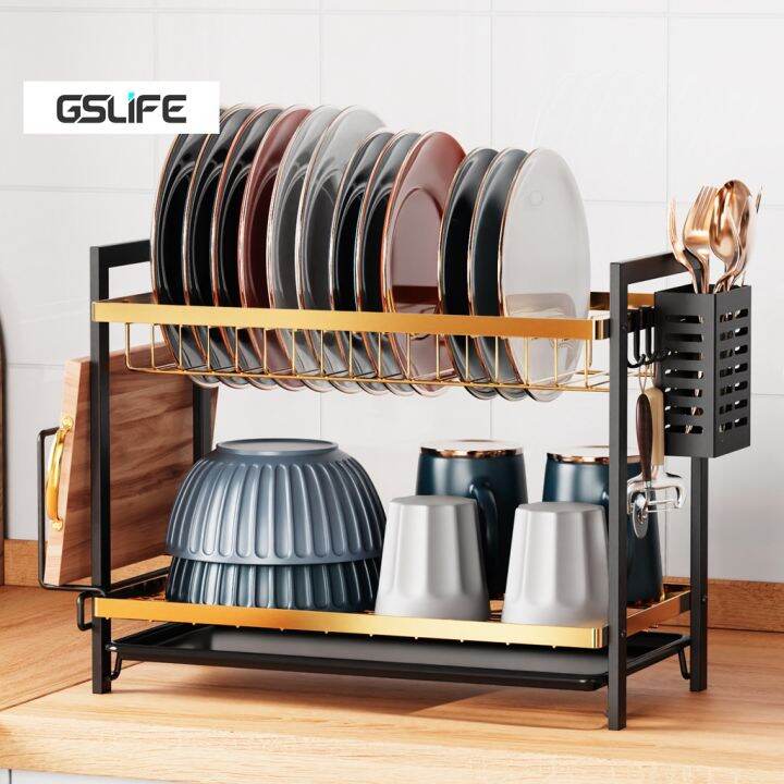 GSlife🔥🔥2/3-Tier Dish Rack Organizer Dishes Draining Rack Plate ...