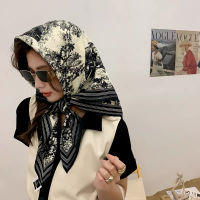 90cm * 90cm Design Scarf Lady Shawl Printed Silk Felt Headscarf Scarf Lady Headscarf Square Scarf Lady Wrap Scarf2023