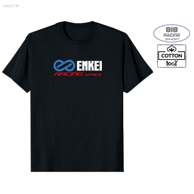 2023 Street Fashion Racing Sports T-shirt [black] [100% Cotton] [enkei] Round Neck Unisex