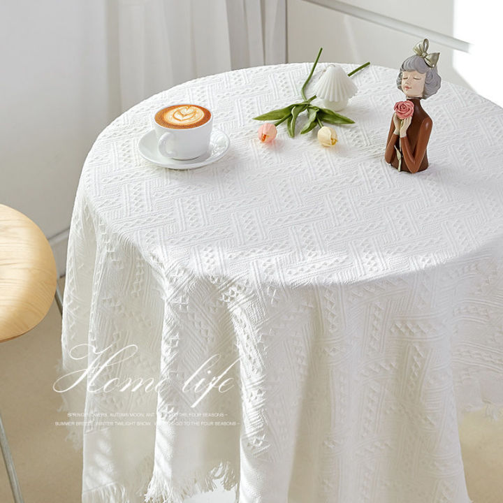 hot-ผ้าปูโต๊ะสไตล์ฝรั่งเศสสไตล์ญี่ปุ่น-ins-โต๊ะกาแฟผ้าฝ้ายและผ้าลินินสีขาวโต๊ะโต๊ะกลมโต๊ะข้างเตียงโต๊ะโต๊ะสี่เหลี่ยม