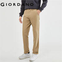 GIORDANO Men Pants 100% Cotton Mid Rise Inner Elastic Waistband Chinos Solid Color Regular Simple Fashion Casual Pants 18113623