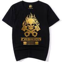 【Hot Sale】 New style skull bronzing half short-sleeved mens trendy brand retro street T-shirt large size