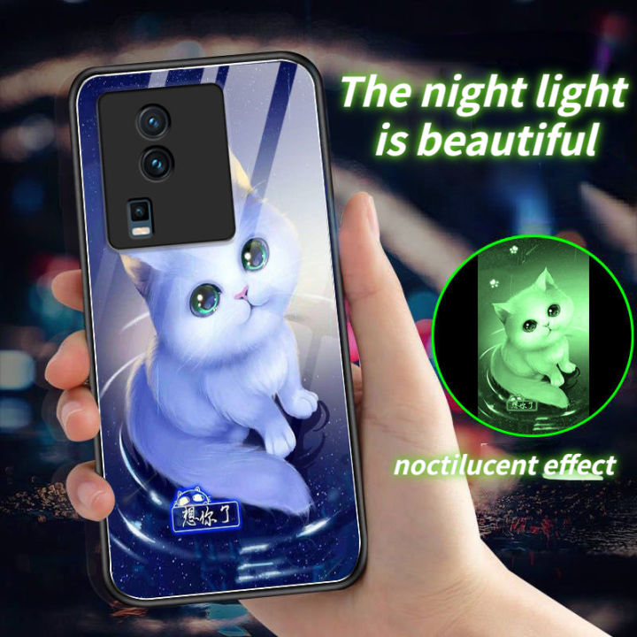 เคสโทรศัพท์ส่องสว่างกระจกแบบกำหนดเองสำหรับ-iphone-oppo-samsung-vivo-huawei-oneplus-xiaomi-redme-เรืองแสงตอนกลางคืนกระจกเทมเปอร์