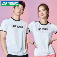 Yonex เสื้อแบดมินตันแขนสั้นสำหรับทั้งหญิงและชายเสื้อผ้ากีฬาแห้งเร็วระบายอากาศดีสำหรับเด็กเสื้อยืดเล่นปิงปองเสื้อซ้อมกีฬาสำหรับฤดูร้อน2023