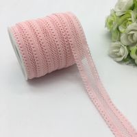 5yards/lot 5/8"(16mm) Pink Bilateral Lace Grid Fold Over Elastic Spandex Lace Band Ties Hair Accessories Lace Trim Gift Wrapping  Bags