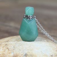 Diffuser Perfume Bottle Pendant Necklace Stone Birthstone Jewelry