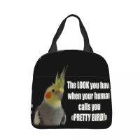 ۩ Birds Meme Funny Design Cool Lunch Bag box Cockatiel Children Aluminum Bag Foil Portable Lunchbox