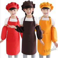 【hot sale】☂﹊ D13 Kids Apron Plain Chefs Kindergarten Baby Baking Cooking Painting Tablier Children Kitchen Chef Apron for 4-12 Years Old