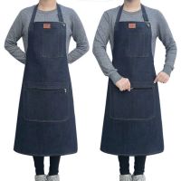 High quality new style
 Denim apron work apron adult men and women thick wear-resistant canvas apron kitchen restaurant labor insurance welder