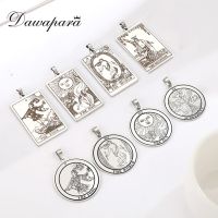 Dawapara Tarot Stainless Steel Pendants for Necklace Keychain Tarot Cards Charms for Jewelry Making Vintage Amulet Accessories