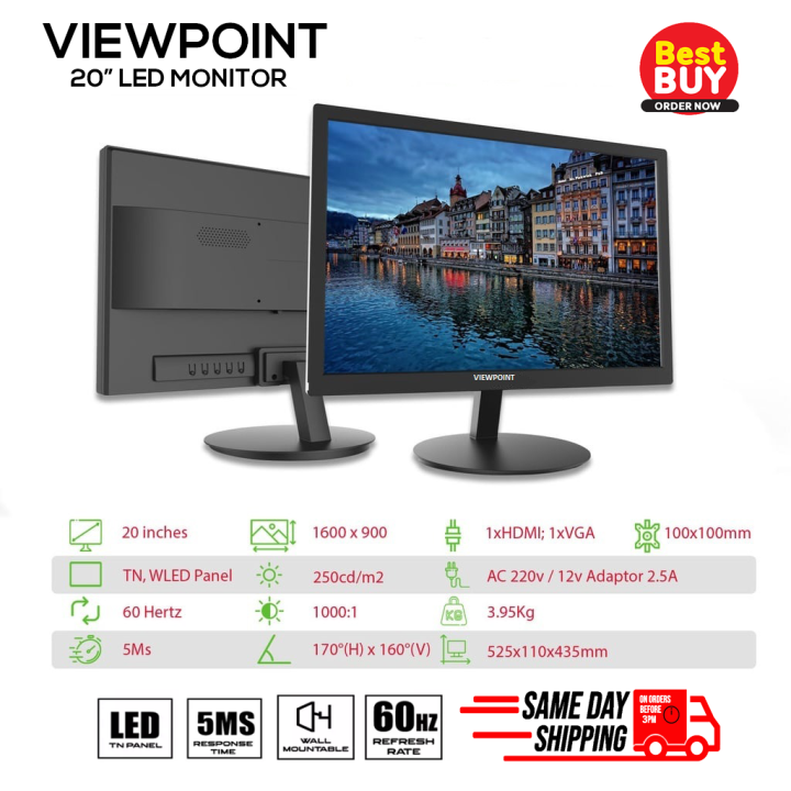 VIEWPOINT 20" Inch Monitor PC Computer Monitor Desktop Monitor