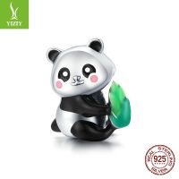 [COD] posture rhyme new cute bear animal diy beads charm dripping oil panda s925 silver SCC1832