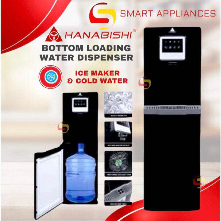 Hanabishi 2 in 1 Water Dispenser with IceMaker HFSWDICEM3500 Black