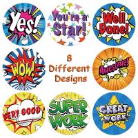 CIFbuy 500pcs Cute Reward Stickers Roll with Word Motivational Stickers for School Teacher Kids Student Stationery Stickers Kids