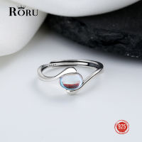 RORU ที่เรียบง่ายเปิด925แหวนเงินที่มีมูนสโตนธรรมชาติวิจิตรพลอย Anillos สำหรับผู้หญิงงานแต่งงานหมั้นเครื่องประดับ2022