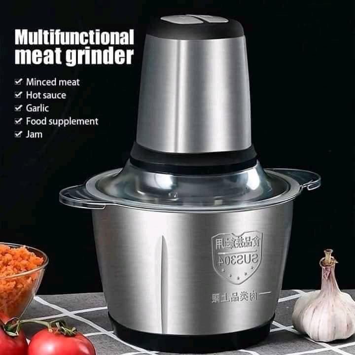 Food Processor Meat Grinder Electric Mini Food Chopper 2L for Meat,  Vegetable, Onion and Fruits, Stainless Steel Bowl