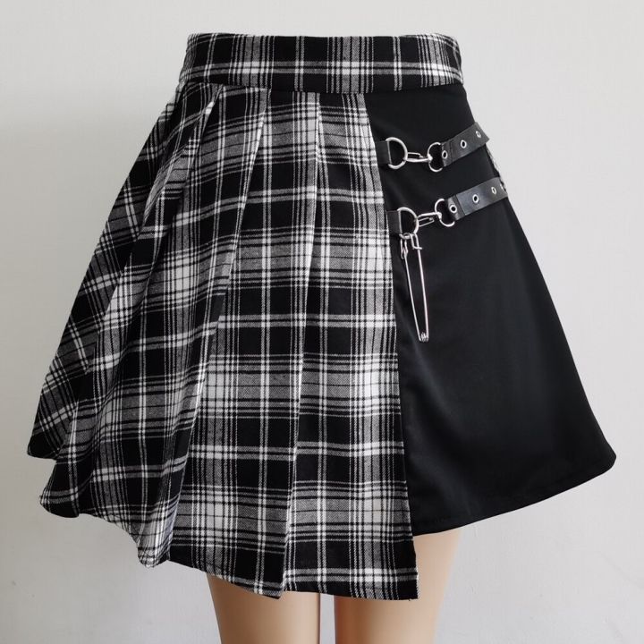 2020-new-fashion-female-women-mini-skirts-casual-basic-fashion-all-match-plaid-vintage-irregular-high-waist-college-wind-skirt