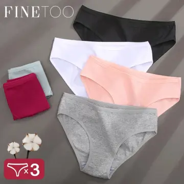 FINETOO 7pcs Women's Seamless Solid Color Thong Panties With Ribbons