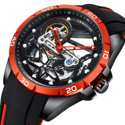 ⌚GRMONTRE นาฬิกาผู้ชายหรูหรานาฬิกากลไกอัตโนมัติโครงกระดูกสำหรับกันน้ำผู้ชาย Relogio Masculino สีแดง2023
