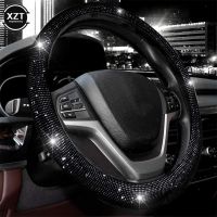 Universal 38CM Rhinestones Steering Wheel Cover with Crystal Diamond Sparkling Car Breathable Anti-Slip Steering Wheel Protector Steering Wheels Acces