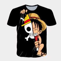 เด็กฤดูร้อนสบายๆโพลีเอสเตอร์การ์ตูน One Piece Luffy Zoro 3D พิมพ์เสื้อยืด 3-14 ปีเด็กชายหญิงเสื้อเสื้อผ้า