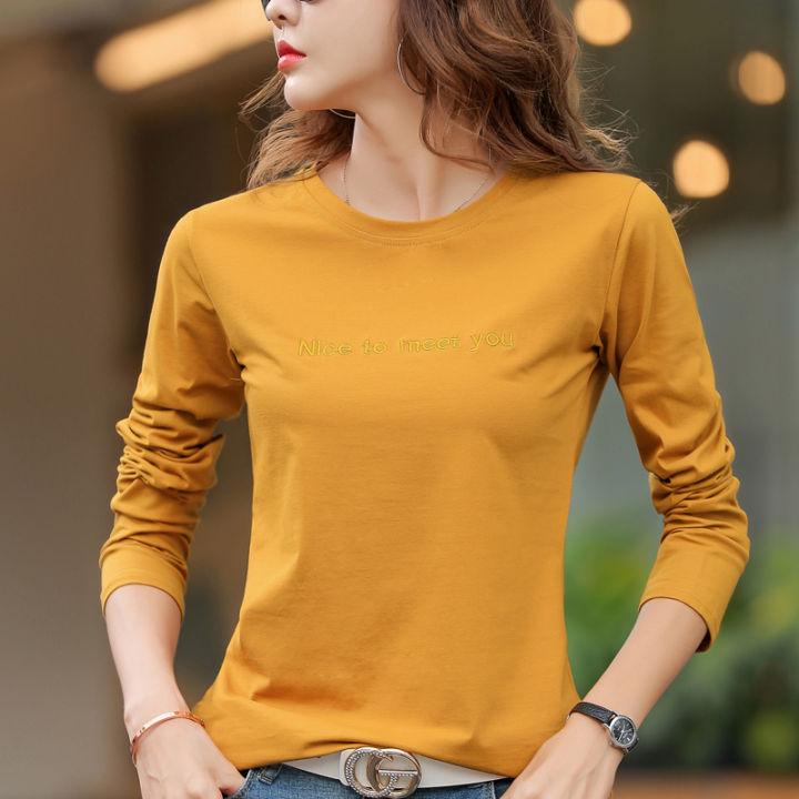 letter-embroidery-2022-autumn-cotton-t-shirt-spring-women-long-sleeve-casual-red-t-shirts-fashion-o-neck-blue-yellow-simple-tops