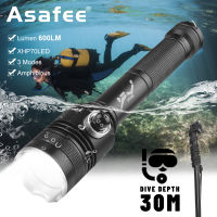 Asafee D239A Powerful Diving Flashlight 600 Lumens Light IPX8 Waterproof Torch With 3 modes by 18650 battery Outdoor Camping Fishing Lantern