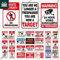 Putuo Decor No Trespassing Tin Signs Warning Plaque Metal Video Surveillance Wall Art Poster Plate Yard Iron Painting Stickers Pipe Fittings Accessori