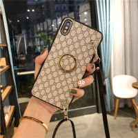 แหวนตาข่ายสายคล้องนุ่มหนังโทรศัพท์เคสสำหรับ Apple iPhone 14 13 12 11 Pro Max X XS XR Max Plus เคสด้านหลังมีสไตล์ประณีตตามแฟชั่นจาก GGQcase