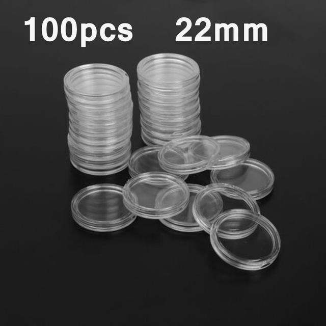 elegant-100pcs-18-20-21-22-26mm-plasticstransparent-รอบเหรียญกล่องแคปซูลเก็บเหรียญผู้ถือคอนเทนเนอร์-home-supplies