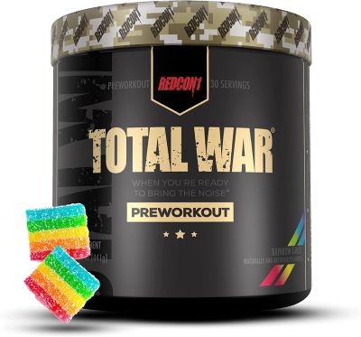 Redcon1 Total War Preworkout (15/30 Servings) Boost Energy, Increase Endurance and Focus, Beta-Alanine, 350mg Caffeine, Citrulline Malate, Nitric Oxide Booster - Keto Friendly  Pre Workout