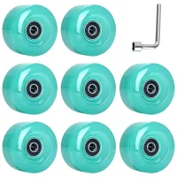 8Pcs 58mmx32mm,82A Outdoor/Indoor Quad Roller Skate Wheels,PU Wheels Replacements Double-Row Roller Skating Accessories