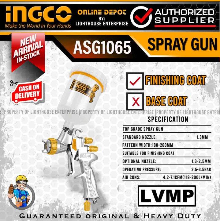 INGCO Industrial 600cc Class Model Gravity Type Air Spray Gun (ASG1065