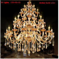 Large 182430 Lights Modern Big Lustres 100 K9 Crystal Luxury Home Decoration TransparentAmberGoldCognic Villa Chandelier