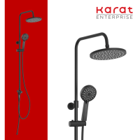 Karat ชุดฝักบัว Rain Shower พร้อมที่สลับทางน้ำ (Diverter) และฝักบัวสายอ่อนปรับน้ำ 3 ระดับ และสายข้อต่อเข้า รุ่น KRS-039-000-55