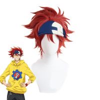 SK∞ Reki Kyan Cosplay Wig SK8 The Infinity Cosplay Red Short Men Wigs Heat Resistant Synthetic Hair + Wig Cap + Blue Headband